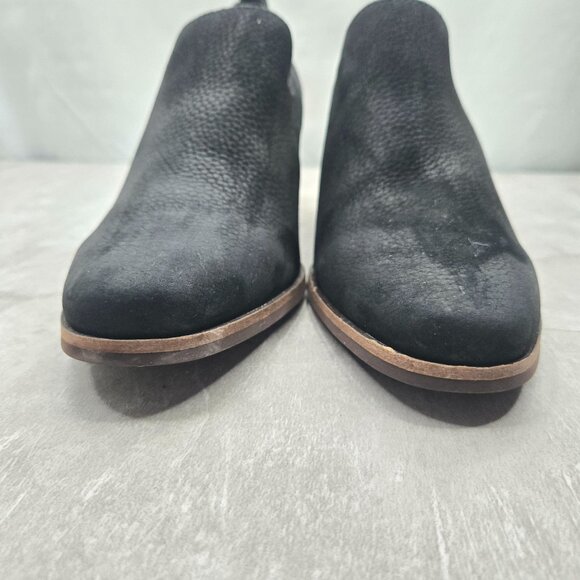 Lucky Brand Western Ankle Boot Sz 11 Black Suede Block Heel Slip On Shoe Booties - Picture 3 of 11